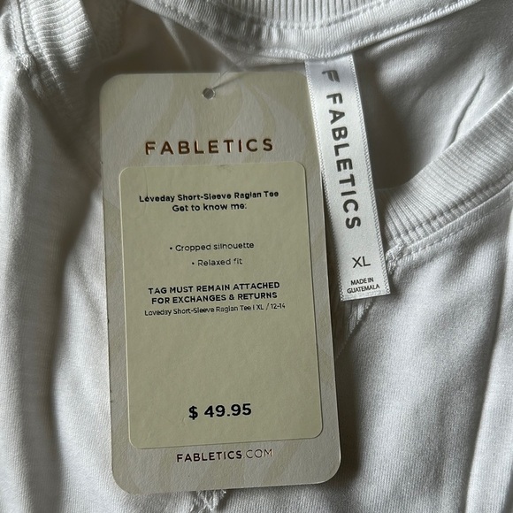 NWT FABLETICS Short Raglan Sleeve Crop Tee, Sz XL, in White - Picture 10 of 10
